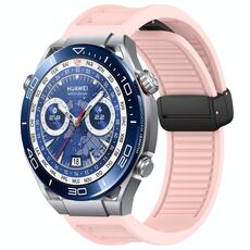 Per Huawei Watch Ultimate cinturino in silicone con fibbia magnetica pieghevole da 22 mm (rosa)