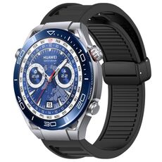 Per Huawei Watch Ultimate 22mm Cinturino in silicone con fibbia magnetica pieghevole (nero)