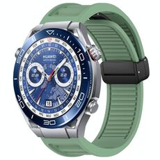 Per Huawei Watch Ultimate cinturino in silicone con fibbia magnetica pieghevole da 22 mm (verde)
