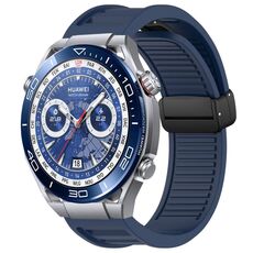 Per Huawei Watch Ultimate cinturino in silicone con fibbia magnetica pieghevole da 22 mm (blu notte)