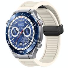 Per Huawei Watch Ultimate cinturino in silicone con fibbia magnetica pieghevole da 22 mm (Starlight)