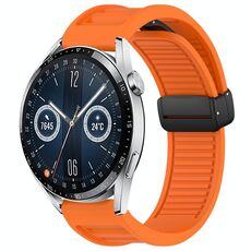Per Huawei Watch GT3 46mm 22mm cinturino in silicone con fibbia magnetica pieghevole (arancione)