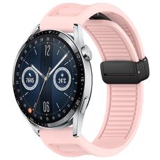 Per Huawei Watch GT3 46mm 22mm cinturino in silicone con fibbia magnetica pieghevole (rosa)