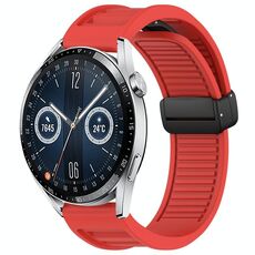 Per Huawei Watch GT3 46mm 22mm cinturino in silicone con fibbia magnetica pieghevole (rosso)