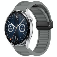 Per Huawei Watch GT3 46mm 22mm cinturino in silicone con fibbia magnetica pieghevole (grigio)