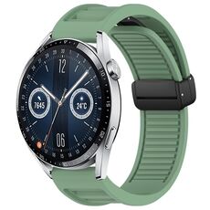 Per Huawei Watch GT3 46mm 22mm cinturino in silicone con fibbia magnetica pieghevole (verde)