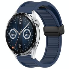 Per Huawei Watch GT3 46mm 22mm cinturino in silicone con fibbia magnetica pieghevole (blu notte)