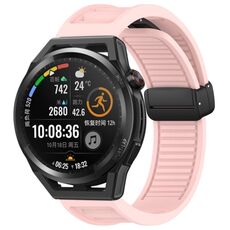 Per Huawei Watch GT Runner cinturino in silicone pieghevole con fibbia magnetica da 22 mm (rosa)