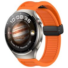 Per Huawei Watch 4 cinturino in silicone con fibbia magnetica pieghevole da 22 mm (arancione)