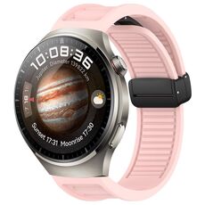Per Huawei Watch 4 cinturino in silicone con fibbia magnetica pieghevole da 22 mm (rosa)