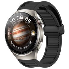 Per Huawei Watch 4 cinturino in silicone con fibbia magnetica pieghevole da 22 mm (nero)