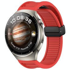 Per Huawei Watch 4 cinturino in silicone con fibbia magnetica pieghevole da 22 mm (rosso)