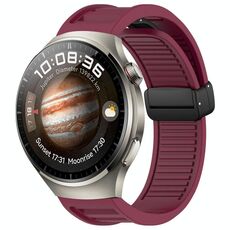 Per Huawei Watch 4 Cinturino in silicone con fibbia magnetica pieghevole da 22 mm (vino rosso)