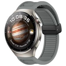 Per Huawei Watch 4 cinturino in silicone con fibbia magnetica pieghevole da 22 mm (grigio)