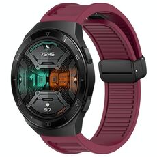 Per Huawei Watch GT 2E cinturino in silicone con fibbia magnetica pieghevole da 22 mm (vino rosso)