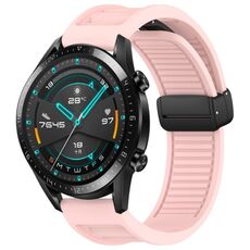Per Huawei GT2 46mm 22mm cinturino in silicone con fibbia magnetica pieghevole (rosa)