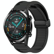 Per Huawei GT2 46mm 22mm cinturino in silicone con fibbia magnetica pieghevole (nero)