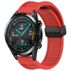 Per Huawei GT2 46mm 22mm cinturino in silicone con fibbia magnetica pieghevole (rosso)