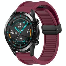 Per Huawei GT2 46mm 22mm cinturino in silicone con fibbia magnetica pieghevole (vino rosso)
