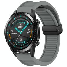 Per Huawei GT2 46mm 22mm cinturino in silicone con fibbia magnetica pieghevole (grigio)