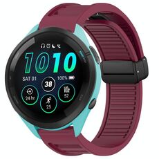 Per cinturino in silicone con fibbia magnetica pieghevole Garmin Forerunner 265 da 22 mm (vino rosso)