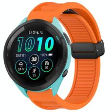 Per cinturino in silicone con fibbia magnetica pieghevole Garmin Forerunner 265 Music da 22 mm (arancione)