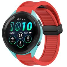 Per cinturino in silicone con fibbia magnetica pieghevole Garmin Forerunner 265 Music da 22 mm (rosso)