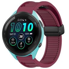 Per cinturino in silicone con fibbia magnetica pieghevole Garmin Forerunner 265 Music da 22 mm (vino rosso)