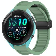 Per cinturino in silicone con fibbia magnetica pieghevole Garmin Forerunner 265 Music da 22 mm (verde)