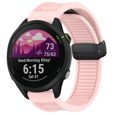 Per Garmin Forerunner 255 22mm cinturino in silicone con fibbia magnetica pieghevole (rosa)