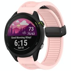 Per cinturino in silicone con fibbia magnetica pieghevole Garmin Forerunner 255 Music da 22 mm (rosa)