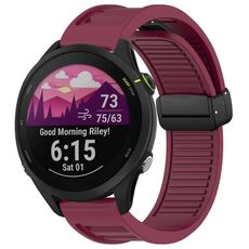 Per cinturino in silicone con fibbia magnetica pieghevole Garmin Forerunner 255 Music da 22 mm (vino rosso)