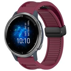Per Garmin Venu 2 22mm cinturino in silicone con fibbia magnetica pieghevole (rosso vino)