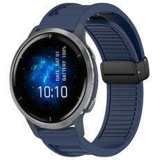 Per cinturino in silicone pieghevole con fibbia magnetica Garmin Venu 2 da 22 mm (blu notte)