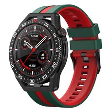 Per Huawei Watch GT3 SE 22mm cinturino sportivo in silicone bicolore (verde + rosso)