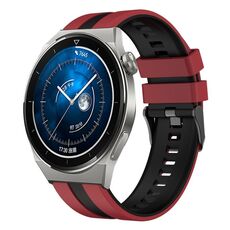Per Huawei Watch GT3 Pro 46mm 22mm cinturino sportivo in silicone bicolore (rosso + nero)