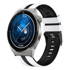Per Huawei Watch GT3 Pro 46mm 22mm cinturino sportivo in silicone bicolore (bianco + nero)