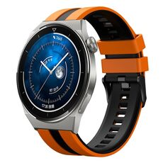 Per Huawei Watch GT3 Pro 46mm 22mm cinturino sportivo in silicone bicolore (arancione + nero)