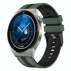Per Huawei Watch GT3 Pro 46mm 22mm cinturino sportivo in silicone bicolore (verde oliva + nero)