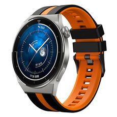 Per Huawei Watch GT3 Pro 46mm 22mm cinturino sportivo in silicone bicolore (nero + arancione)