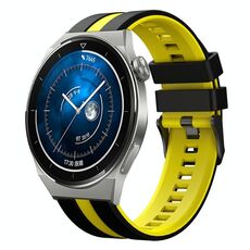 Per Huawei Watch GT3 Pro 46mm 22mm cinturino sportivo in silicone bicolore (nero + giallo)