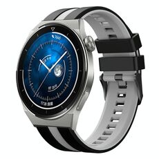Per Huawei Watch GT3 Pro 46mm 22mm cinturino sportivo in silicone bicolore (nero + grigio)
