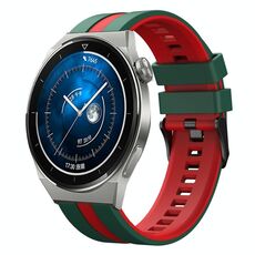 Per Huawei Watch GT3 Pro 46mm 22mm cinturino sportivo in silicone bicolore (verde + rosso)