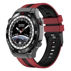 Per Huawei Watch Ultimate 22mm cinturino sportivo in silicone bicolore (rosso + nero)