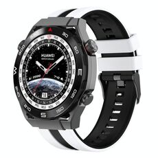 Per Huawei Watch Ultimate 22mm cinturino sportivo in silicone bicolore (bianco + nero)