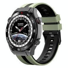Per Huawei Watch Ultimate 22mm cinturino sportivo in silicone bicolore (verde chiaro + nero)