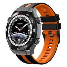 Per Huawei Watch Ultimate 22mm cinturino sportivo in silicone bicolore (nero + arancione)