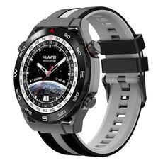 Per Huawei Watch Ultimate 22mm Cinturino sportivo in silicone bicolore (nero+grigio)