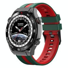 Per Huawei Watch Ultimate 22mm Cinturino sportivo in silicone bicolore (verde+rosso)