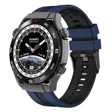 Per Huawei Watch Ultimate 22mm cinturino sportivo in silicone bicolore (blu + nero)